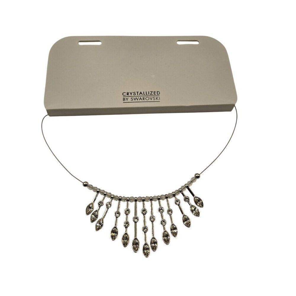 Crystallized Swarovski Elegant Silver Tone Bib Necklace Crystal $129